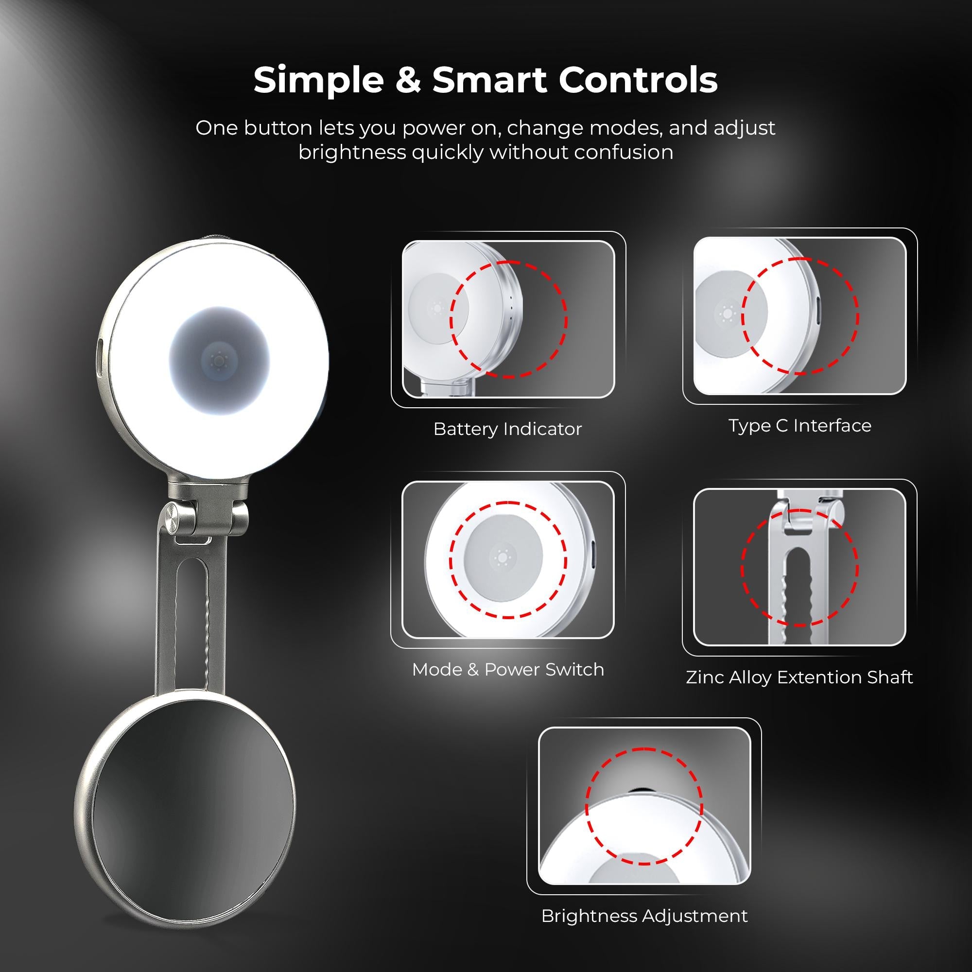 Digitek (DRL 3W) Magnetic Selfie Ring Light with Mirror