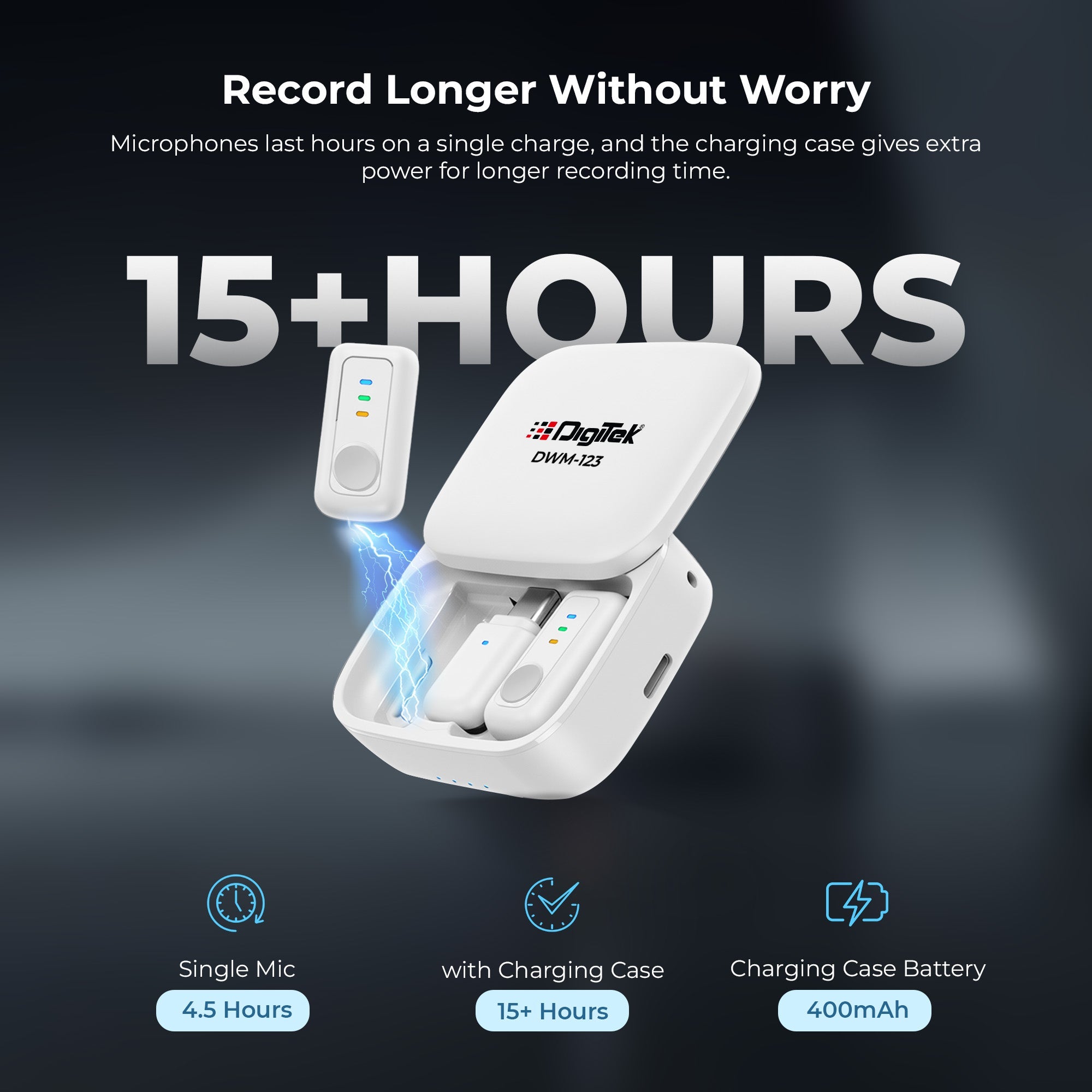 Digitek (DWM 123) 2-in-1 Wireless Microphone (White)