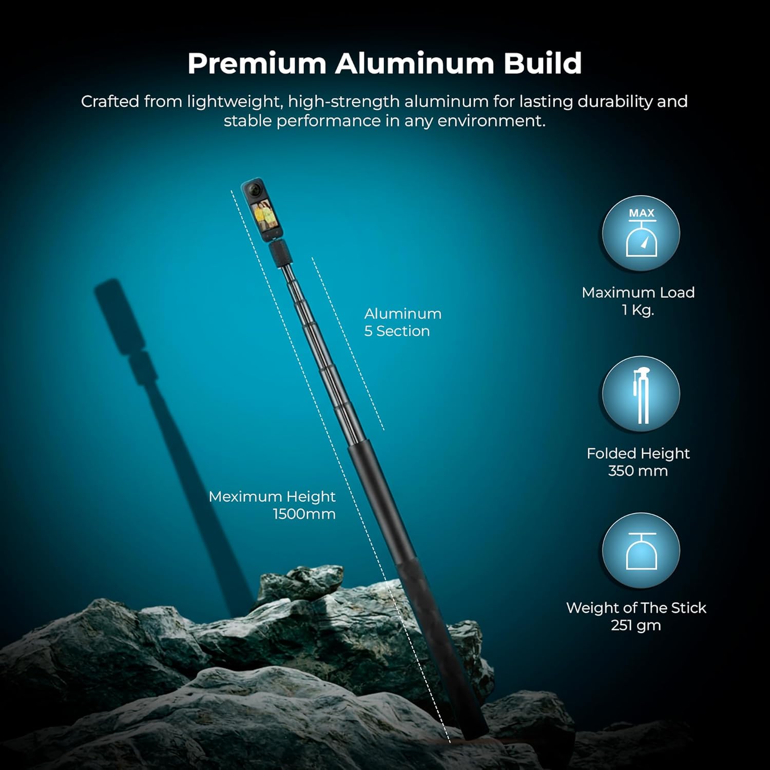 Digitek (DTR 495 IS) 1.5 Meter Invisible Stick for Action Cams