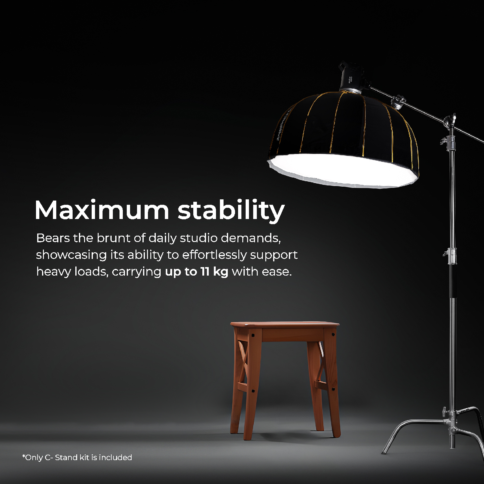 Digitek Heavy Duty Light Stand C-Stand - Max. 10 Feet/3 Meters Adjustable with 3.5 Feet Holding Arm and Grip Head for Studio Video Reflector, Monolight and Other Photographic Equipment (Black) - Digitek
