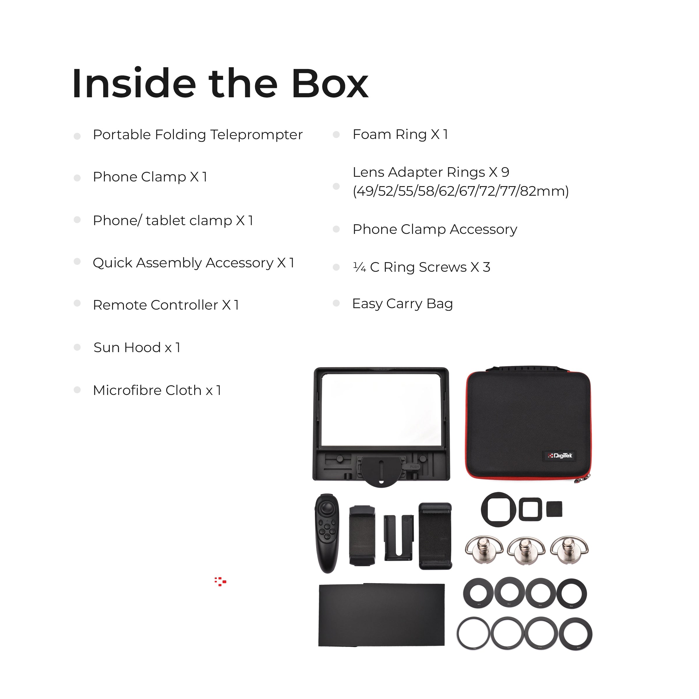 Digitek (DTP 010) 10â€ Digitek Teleprompter for Smartphone & DSLR Supports w/Remote Control, APP Compatible with iOS & Android System for Video Creator - Digitek