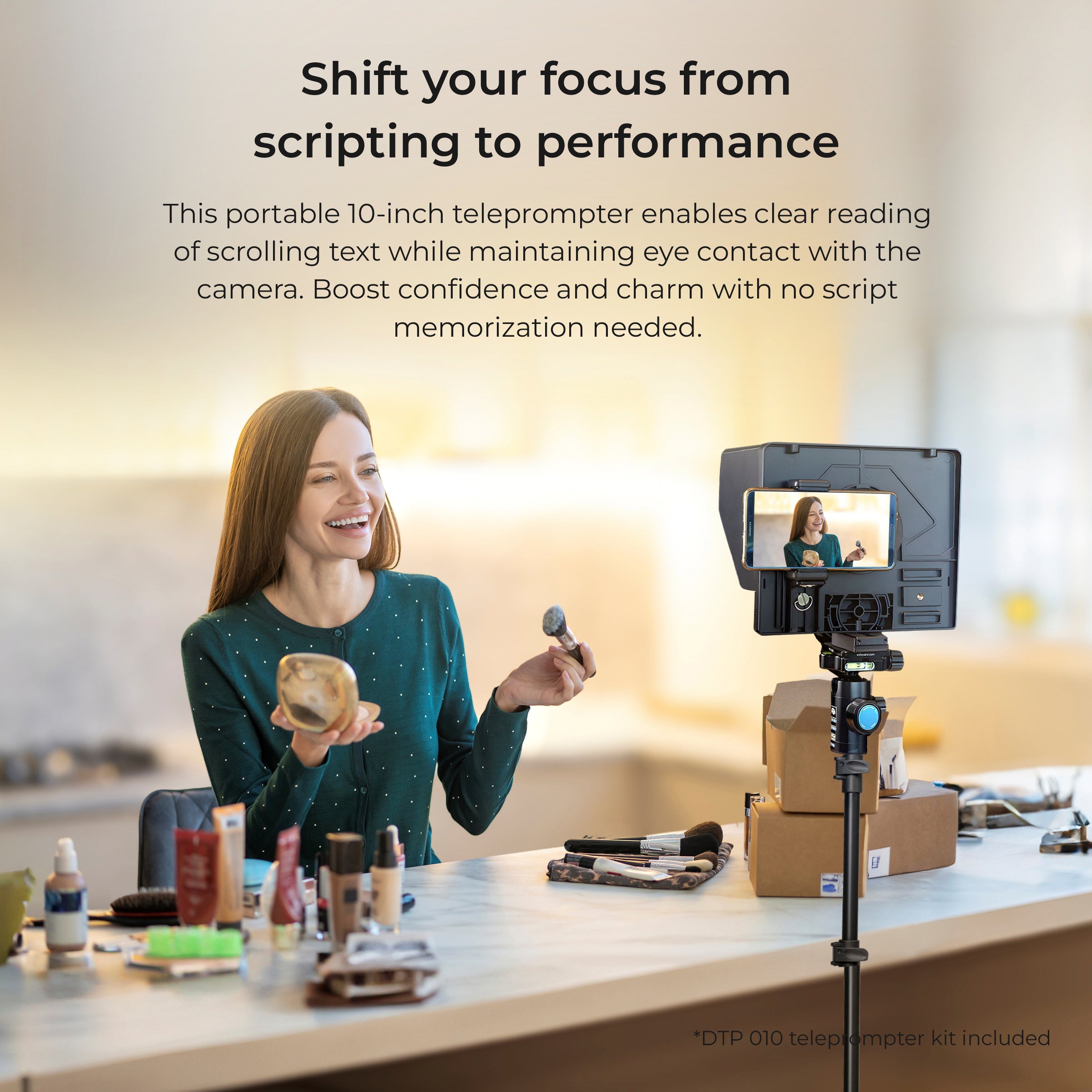 Digitek (DTP 010) 10â€ Digitek Teleprompter for Smartphone & DSLR Supports w/Remote Control, APP Compatible with iOS & Android System for Video Creator - Digitek