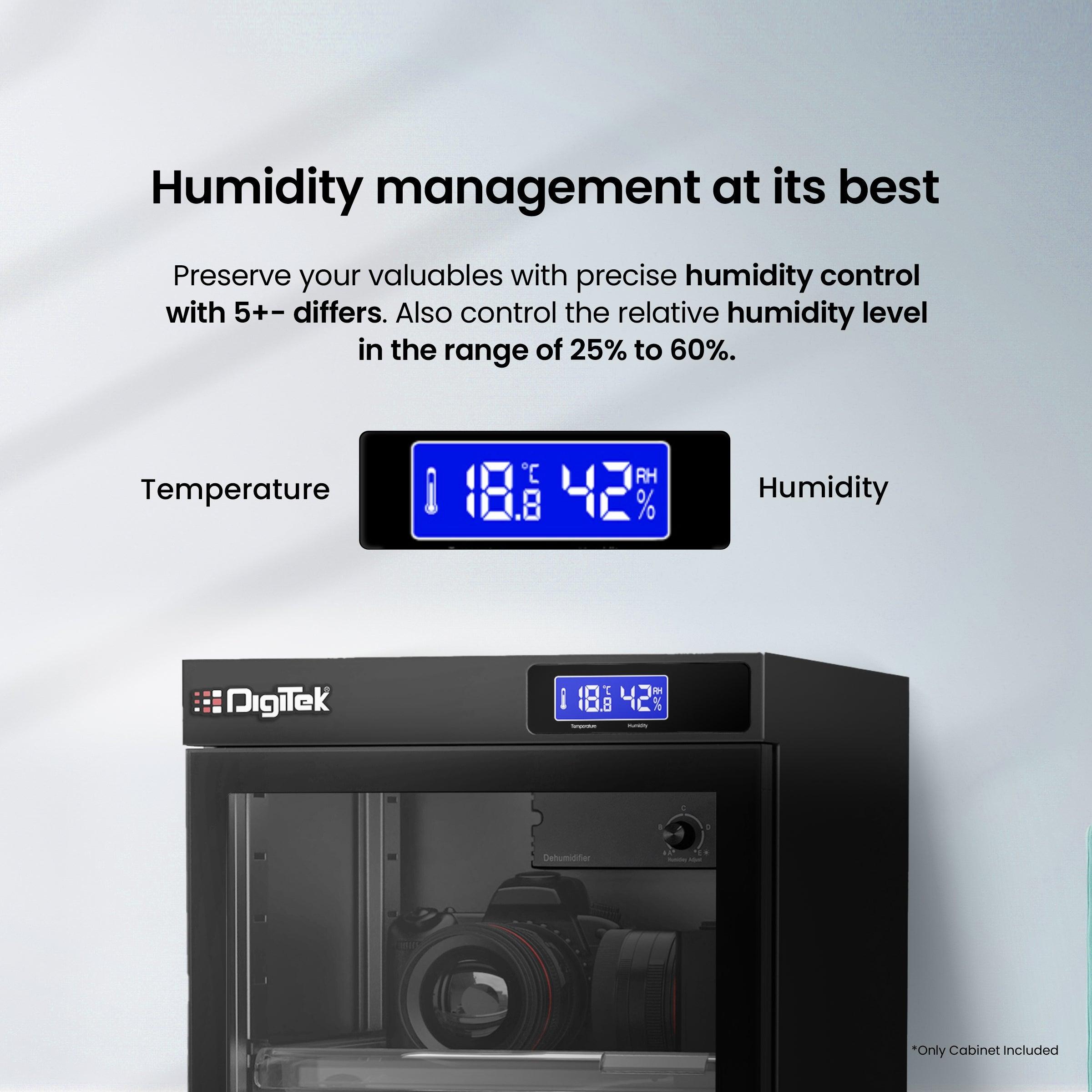Digitek AD 55C 50 Liters Capacity Digital Display Dry Cabinet with Humidity Controller - Digitek