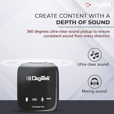 Digitek (DWM 101) Wireless Microphone System for DSLR, Camcorder, Smartphone & Tablet DWM 101 - Digitek