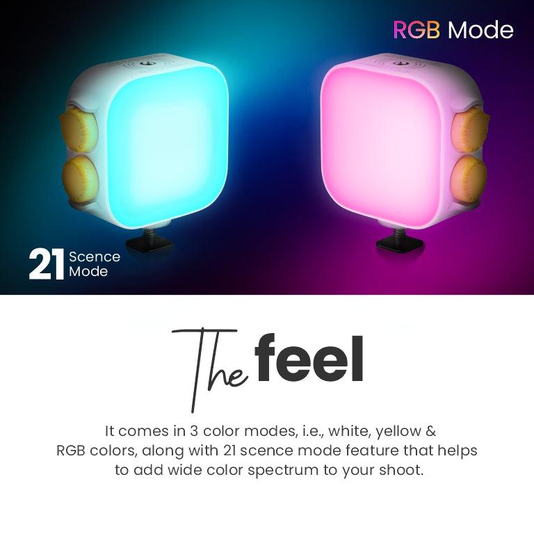 Digitek (LED-D10W) RGB Video, LED Camera Light 360Â° Full Color Portable Photography Lighting with 3 Cold Shoe, 2000mAh Rechargeable CRI 95+ 2500-9000K Dimmable Panel Lamp Support Magnetic Attraction. - Digitek
